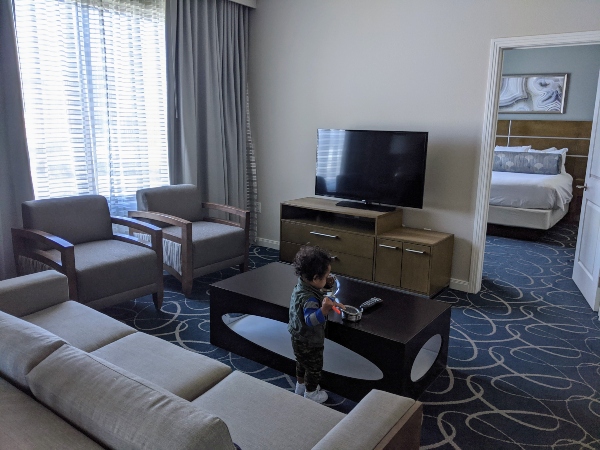 Baby walking around Wyndham Desert Blue