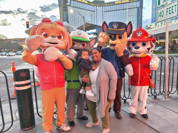 Toddler with Paw Patrol on Las Vegas Strip